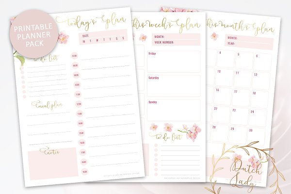 Download Printable Planner Pack Pink Flowers