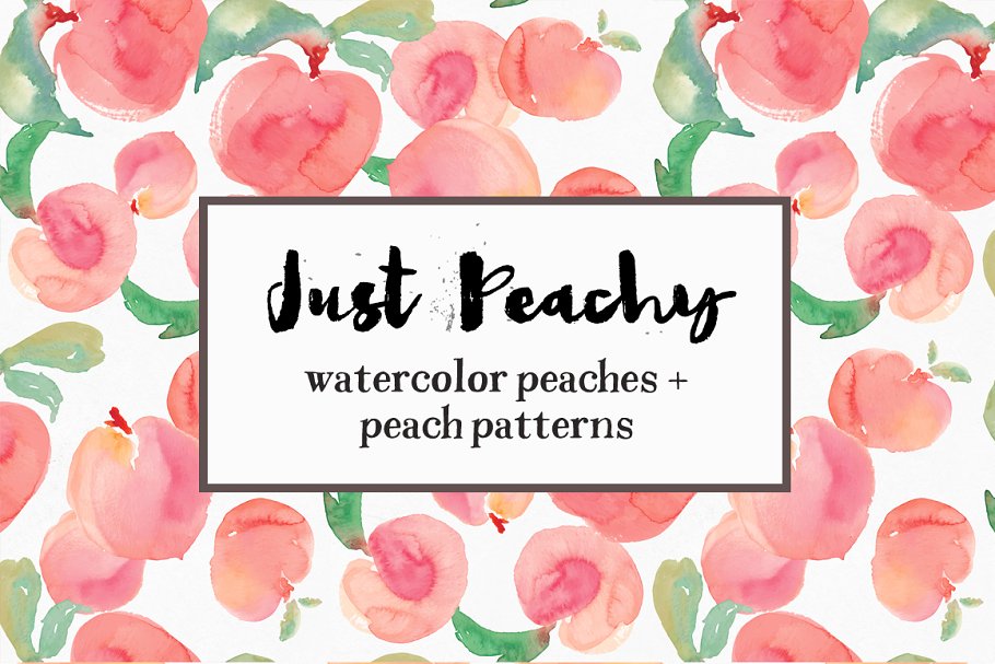 Download Watercolor Peach Patterns + Peaches