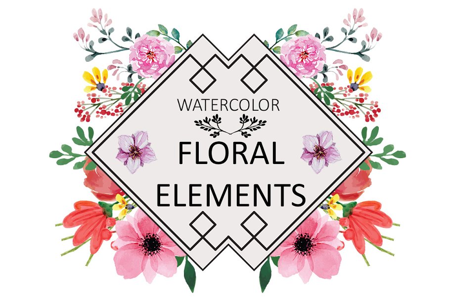 Download Hand Made Watercolor Floral Elements