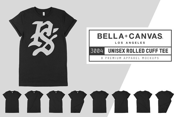 Download Bella Canvas 3004 Rolled Cuff Tee