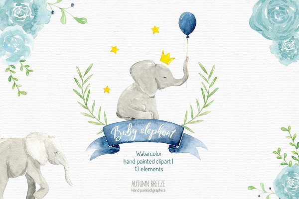 Download watercolor baby elephant clipart
