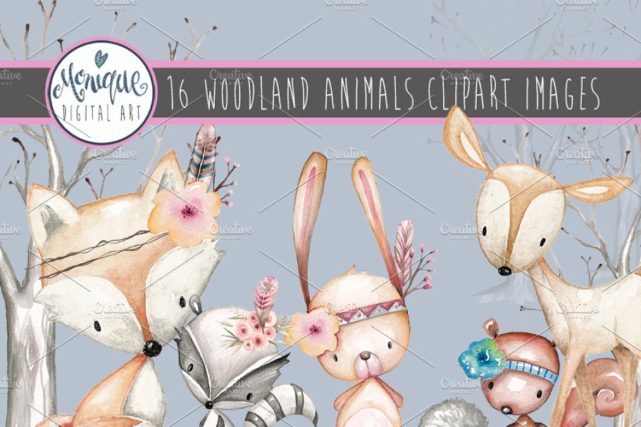 Download Woodland Animals Clipart Watercolor