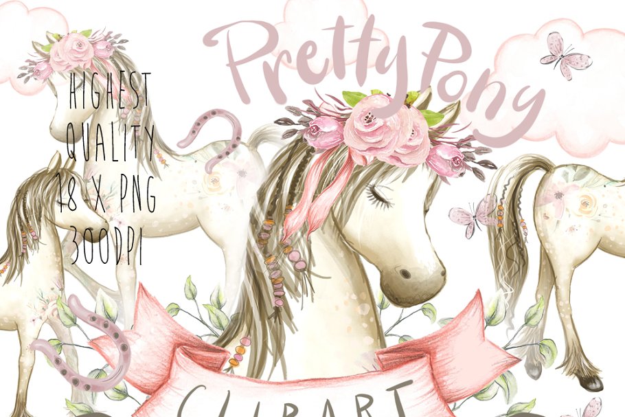 Download Pretty Pony Clipart Watercolor