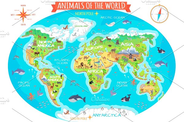 Download Animals of The World Flat Design Vector Concept