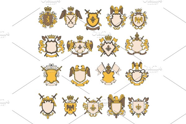 Download Colored pictures set of heraldic elements