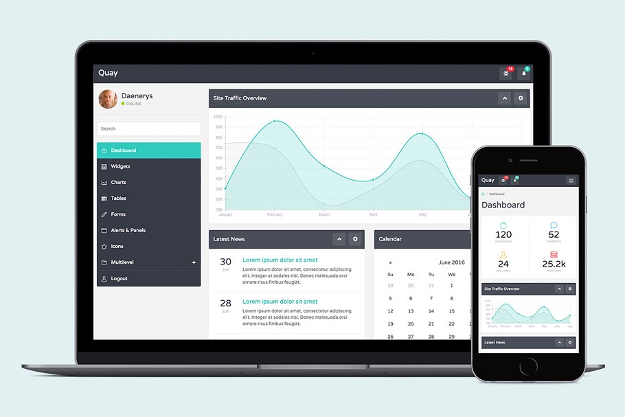 Download Quay - Bootstrap Admin Template
