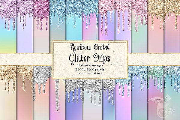 Download Rainbow Ombre Dripping Glitter