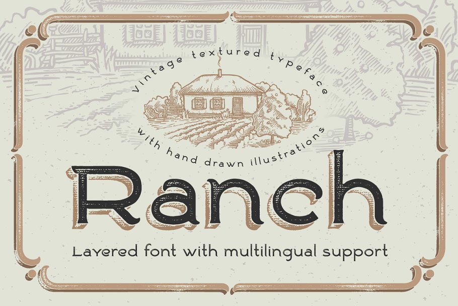 Download Ranch vintage font & illustrations