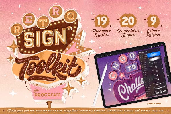 Download Retro Sign Toolkit for Procreate