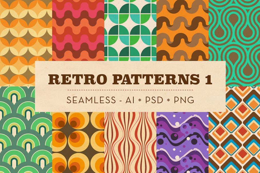 Download 10 Seamless Retro Patterns