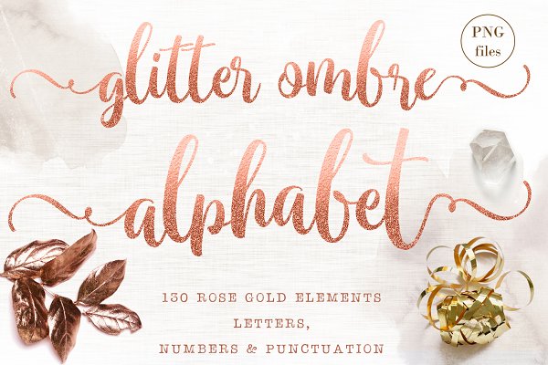 Download Rose gold letters & numbers clipart