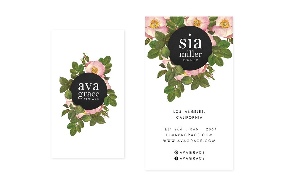 Download Vintage Roses Business Card Template