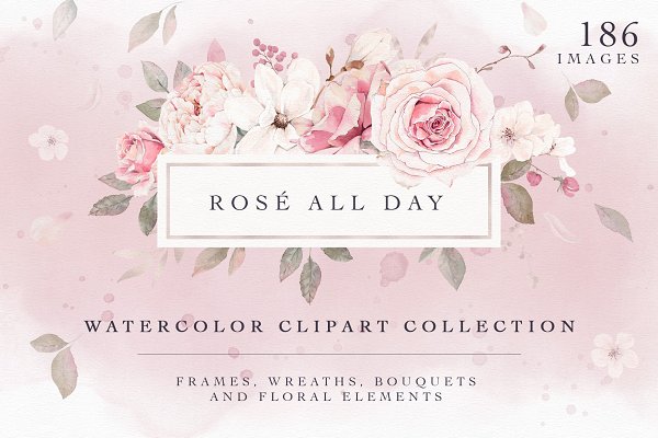 Download Pretty Pink Rose Watercolor Clipart