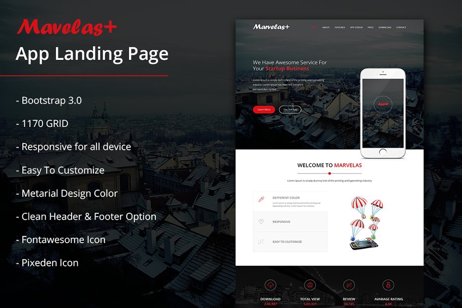 Download Marvelas+ Bootstrap App Landing Page