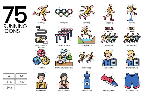 Download 75 Running Icons - Vivid Series