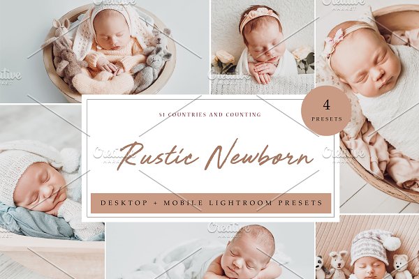 Download 4 x Lightroom Presets Rustic Newborn
