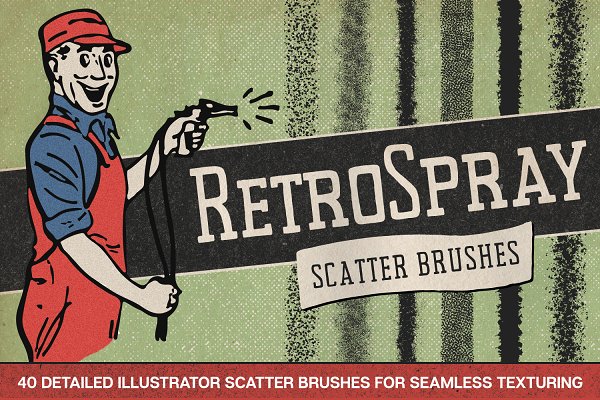 Download 40 Retro Spray Illustrator Brushes