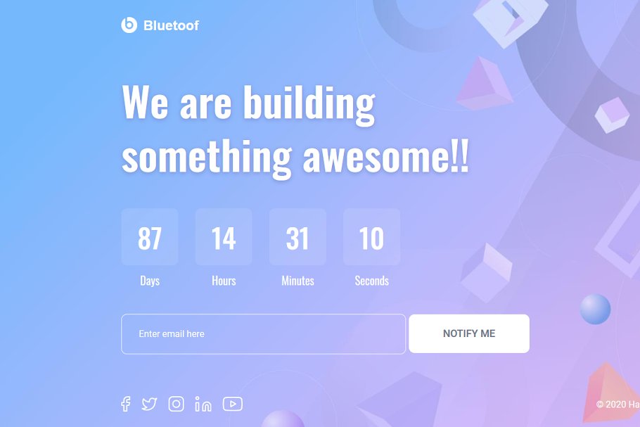 Download Bluetoof React Coming Soon Template
