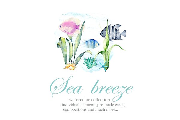 Download Sea Breeze. Watercolor set