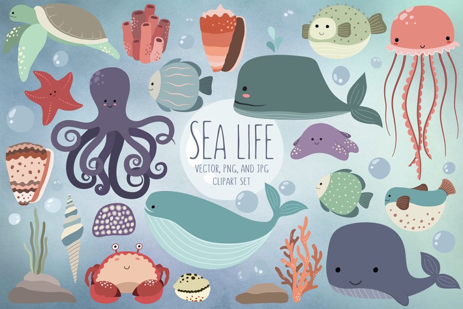 Download Cute Sea Life Design Elements