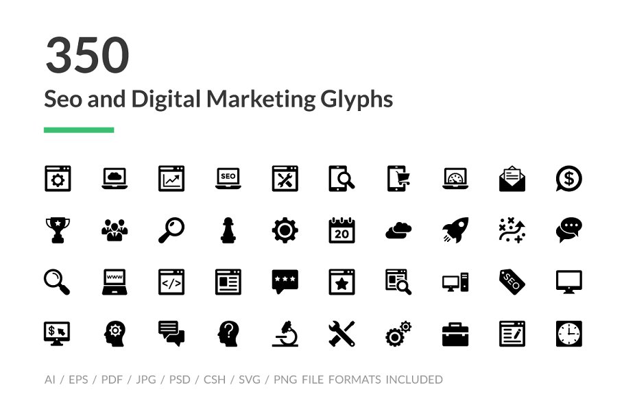 Download 350 SEO and Digital Marketing Icons