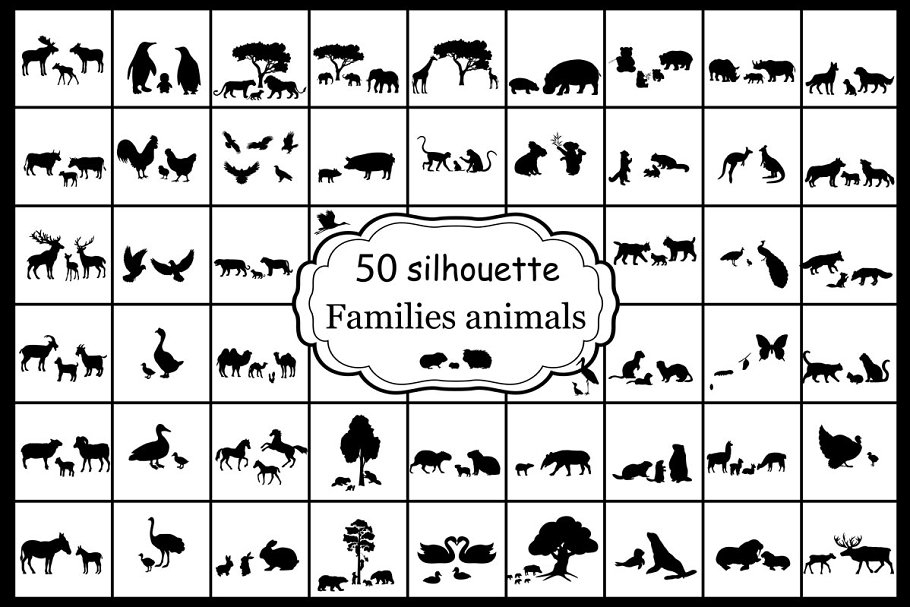 Download Silhouettes 50 families of animals