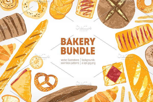 Download Bakery bundle and seamless pattern