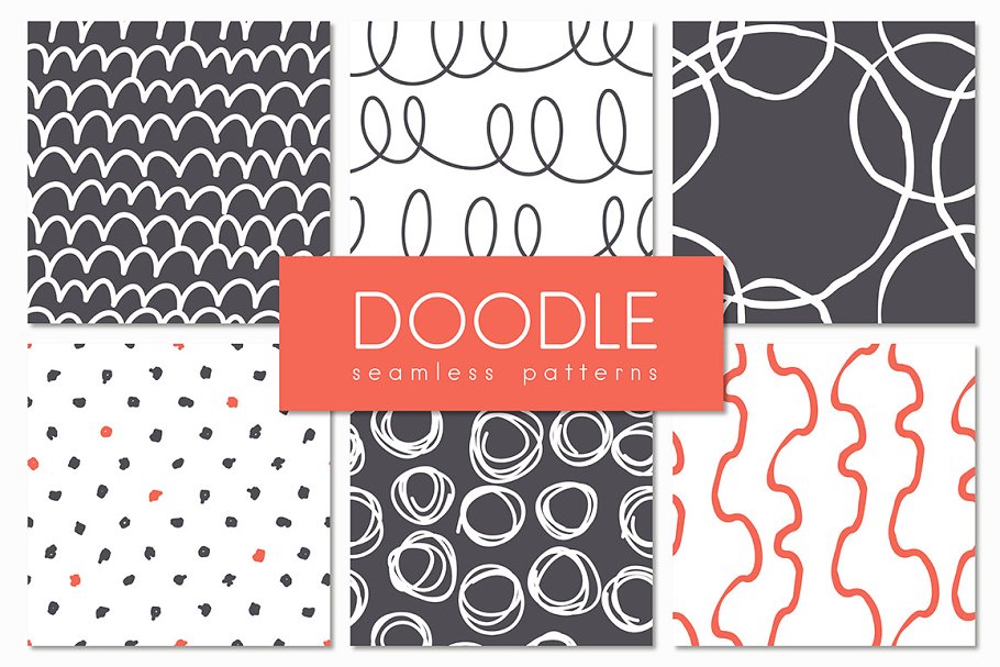 Download Doodle. Seamless Patterns Set