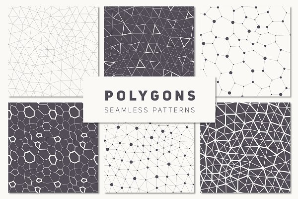Download Polygons. Seamless Patterns Set