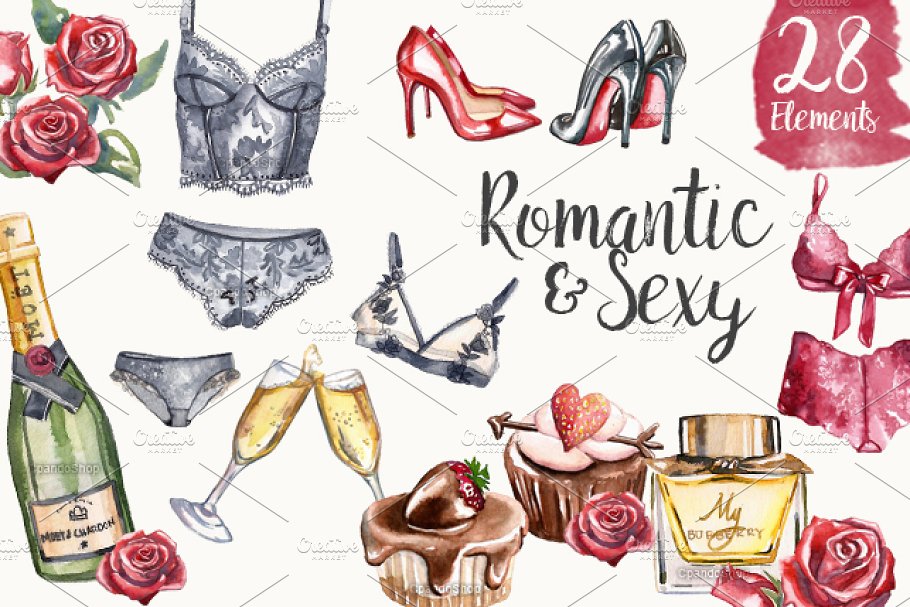 Download Valentine's Day lingerie watercolor