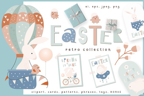 Download Easter bunny retro graphic