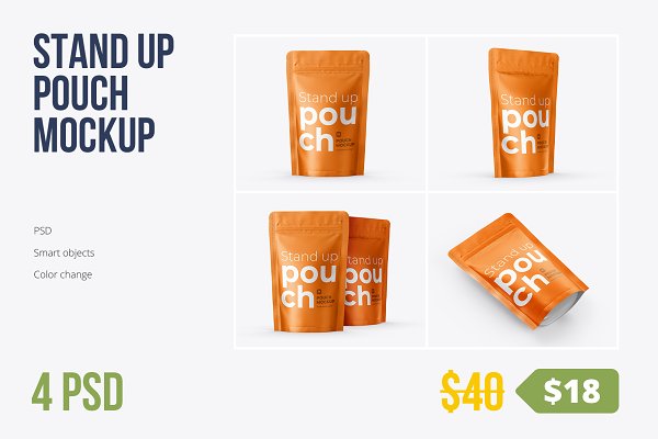 Download 4 PSD Stand-Up Pouch Mockup