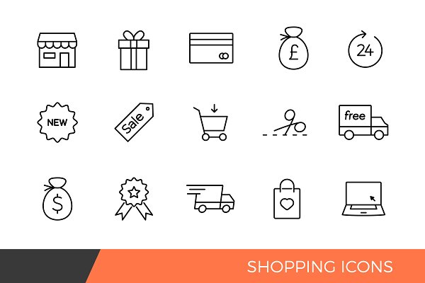Download Linear Shopping e-commerce Icons