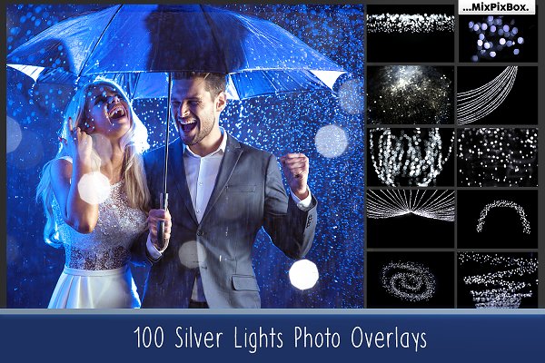Download 100 Silver Lights Photo Overlays