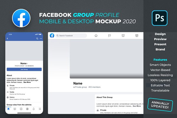 Download New Facebook Group Profile Mockup