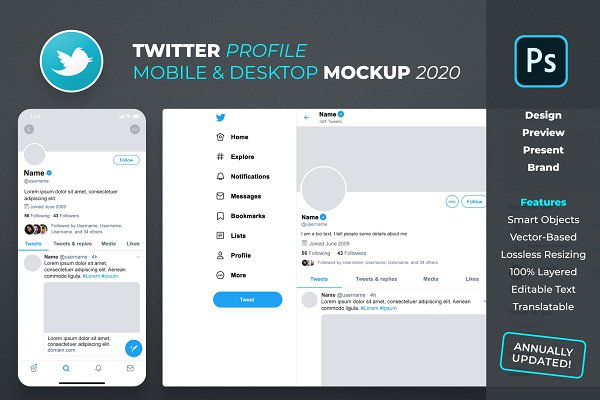 Download Twitter Profile Mockup