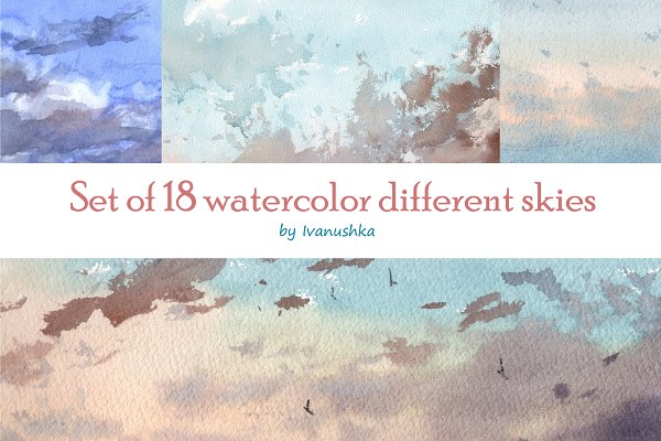 Download Watercolor set of skies