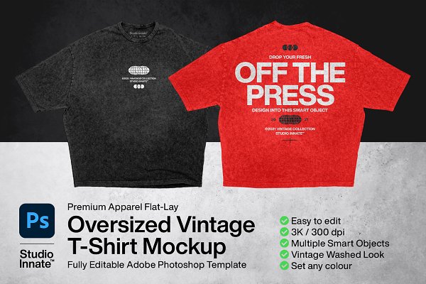 Download Oversized Vintage T-shirt Mockup