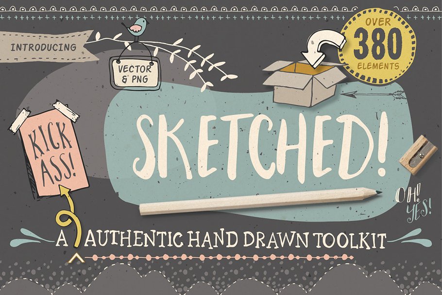 Download Sketched! Hand drawn graphic toolkit