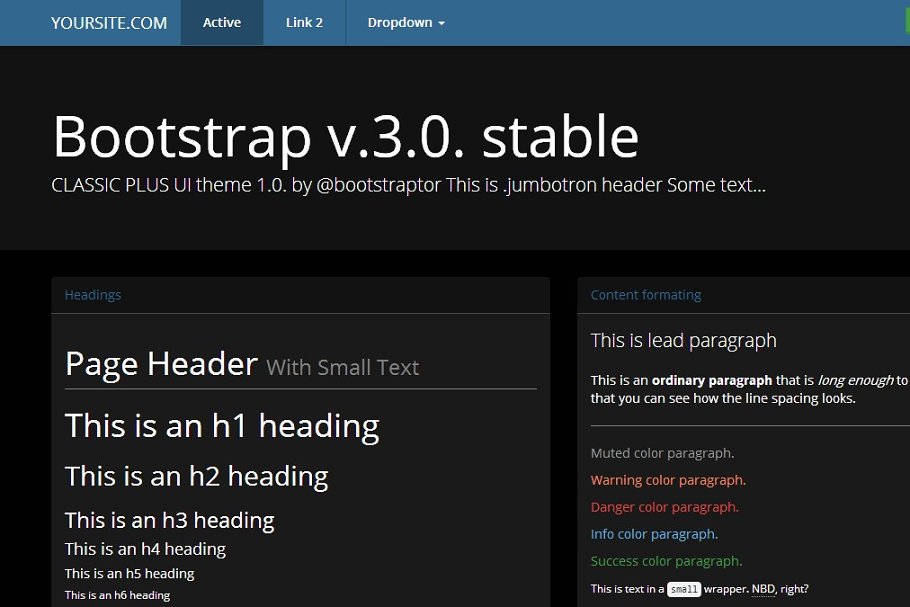 Download Bootstrap 3.0. theme black&blue skin