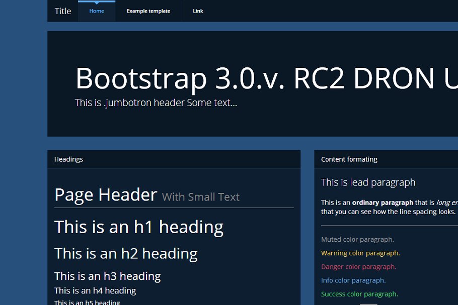 Download Bootstrap 3.0. theme DRON dark UI
