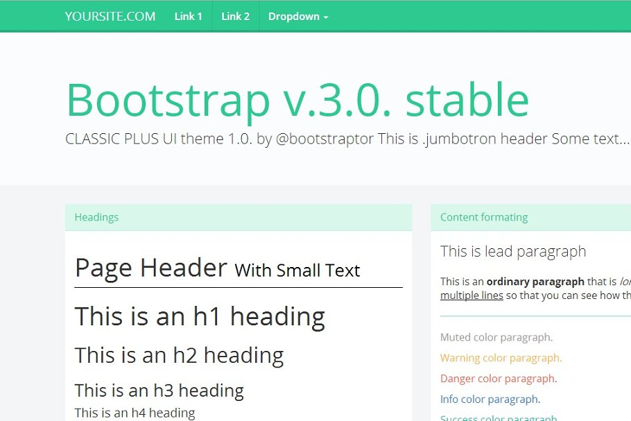 Download Bootstrap 3.0. WhiteGreen flat theme