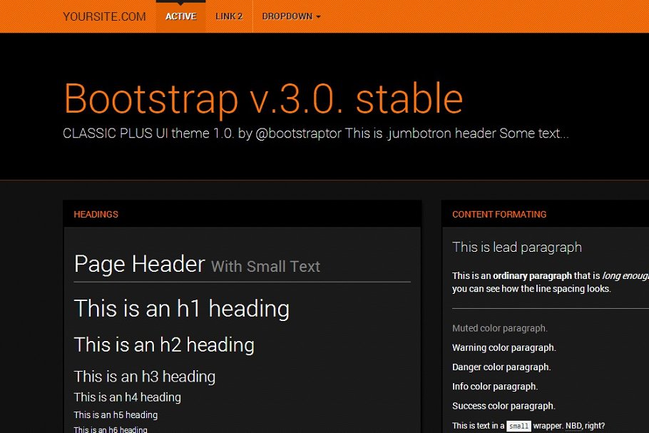 Download Bootstrap 3.0. Robotron orange theme