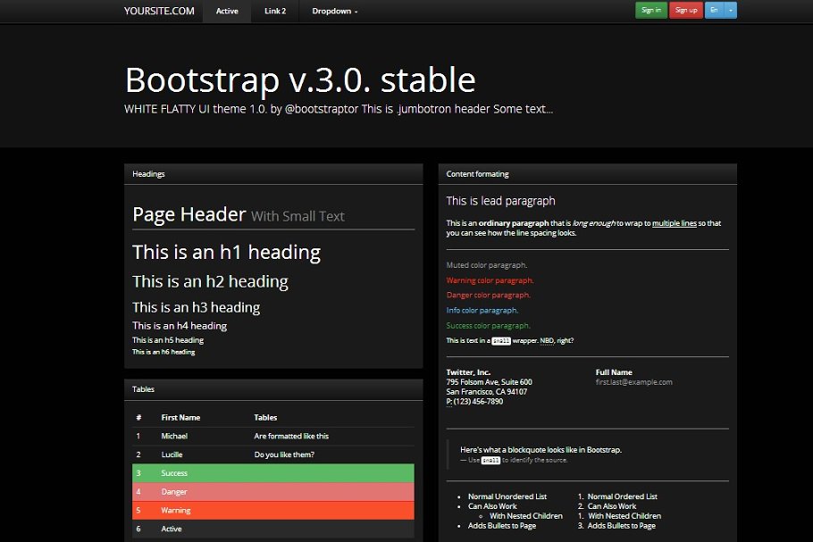 Download Bootstrap 3.0. black classic theme