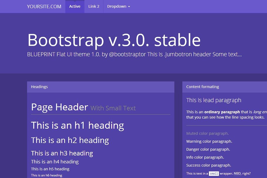 Download Bootstrap 3.0. Blueprint flat theme