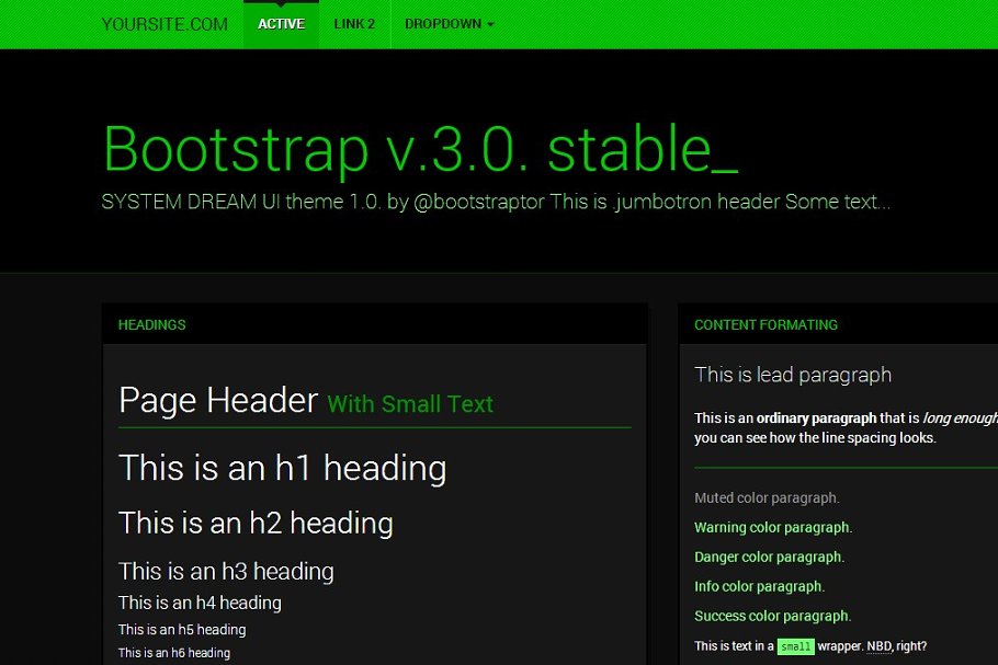 Download Bootstrap 3.0. Sys-dream theme