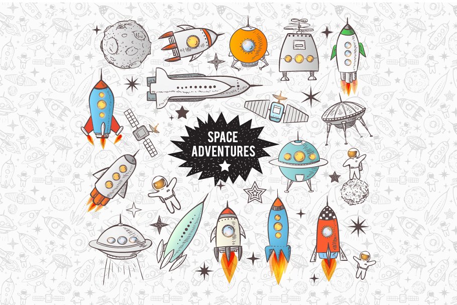 Download Astronomy and space doodle elements