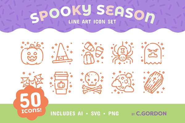 Download Spooky Season Line Art Icon Set
