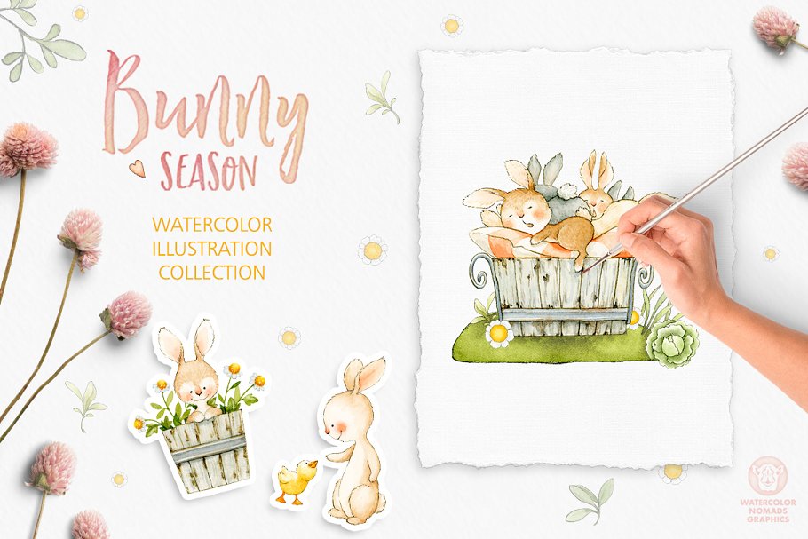 Download Bunny Season Watercolor Illustration