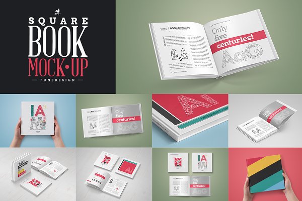 Download Square Book Mock-Up Set